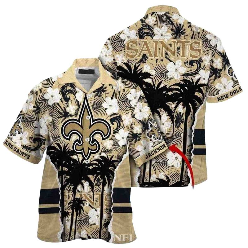 Personalized New Orleans Saints Palm Coconut Shadows Hawaiian Shirt 1