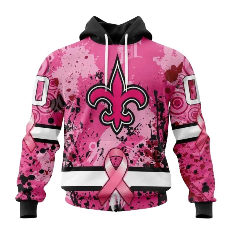 Personalized New Orleans Saints Pink Breast Cancer Aop Hoodie 1