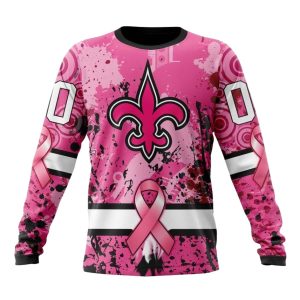 Personalized New Orleans Saints Pink Breast Cancer AOP Sweatshirt