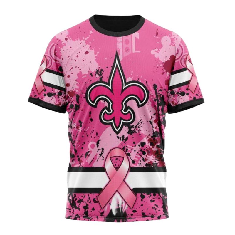 Personalized New Orleans Saints Pink Breast Cancer Aop T Shirt 1