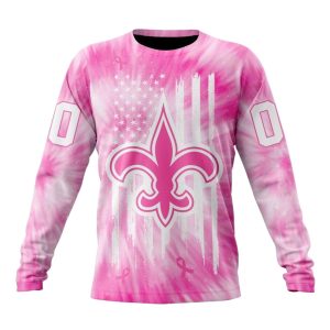 Personalized New Orleans Saints Pink Tie Dye AOP Sweatshirt