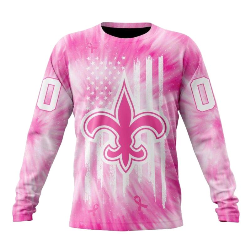 Personalized New Orleans Saints Pink Tie Dye Aop Sweatshirt 1