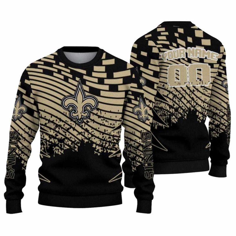 Personalized New Orleans Saints Pixel Flow Gold Black Aop Sweatshirt 1