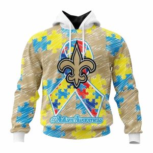 Personalized New Orleans Saints Puzzle Autism Awareness AOP Hoodie