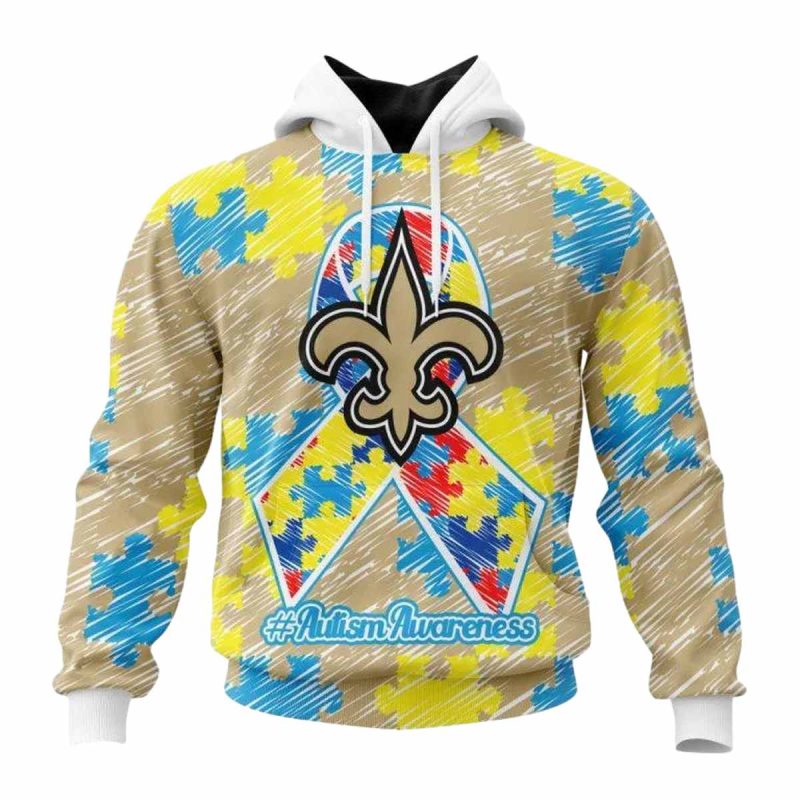 Personalized New Orleans Saints Puzzle Autism Awareness Aop Hoodie 1