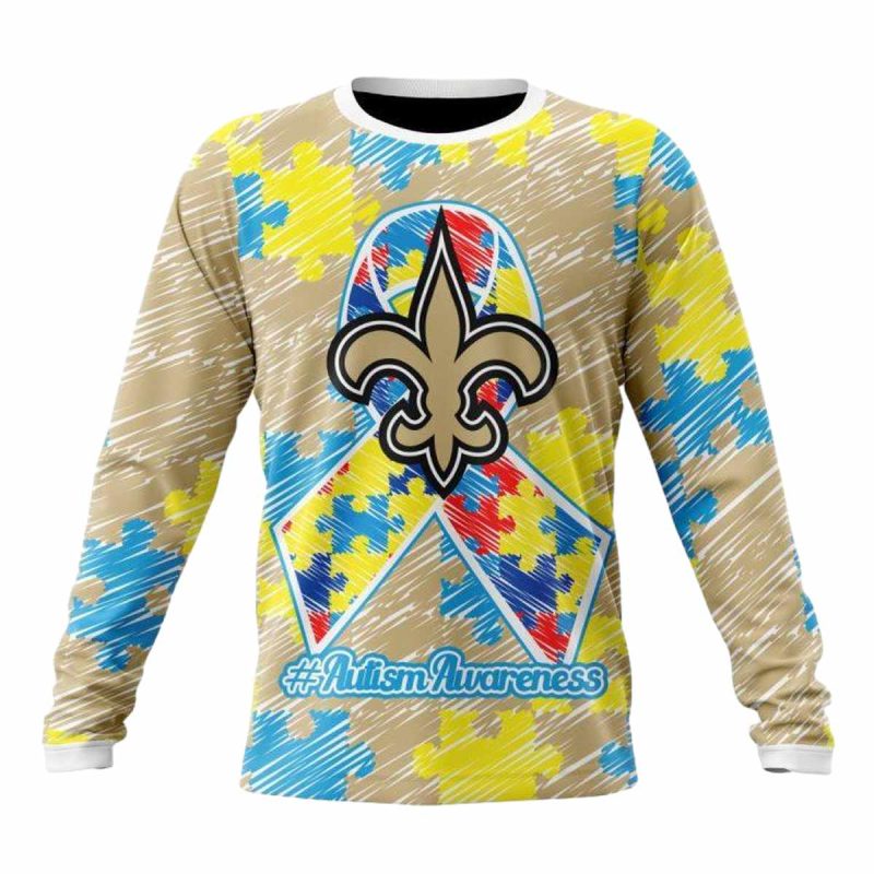 Personalized New Orleans Saints Puzzle Autism Awareness Aop Sweatshirt 1