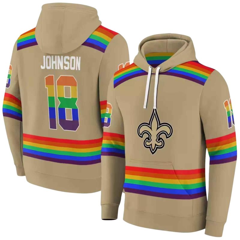 Personalized New Orleans Saints Rainbow Stripes Gold Aop Hoodie 1