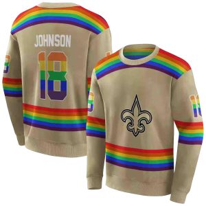 Personalized New Orleans Saints Rainbow Stripes Gold AOP Sweatshirt