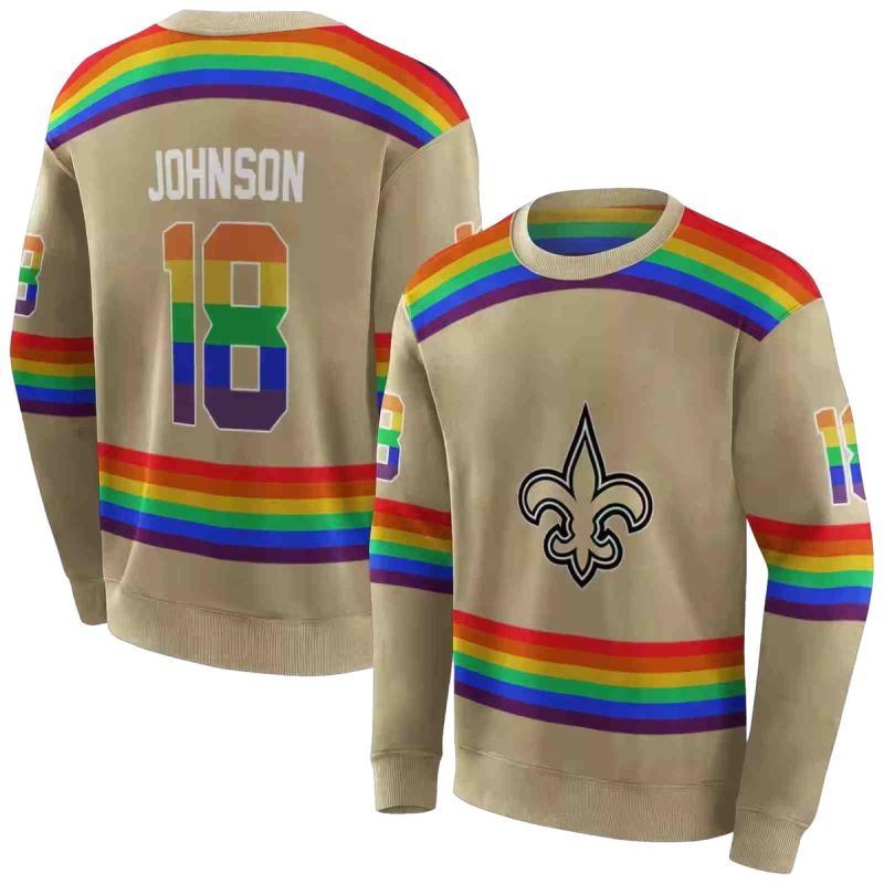 Personalized New Orleans Saints Rainbow Stripes Gold Aop Sweatshirt 1