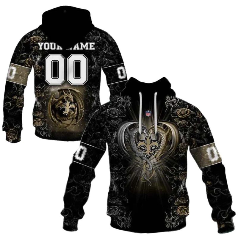 Personalized New Orleans Saints Rose Dragon Aop Hoodie 1