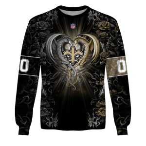 Personalized New Orleans Saints Rose Dragon AOP Sweatshirt