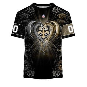 Personalized New Orleans Saints Rose Dragon AOP T Shirt
