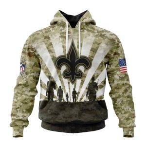 Personalized New Orleans Saints Salute To Service Honor Veterans AOP Hoodie