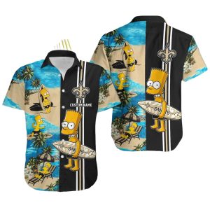 Personalized New Orleans Saints Simpsons Surfing Funny Hawaiian Shirt