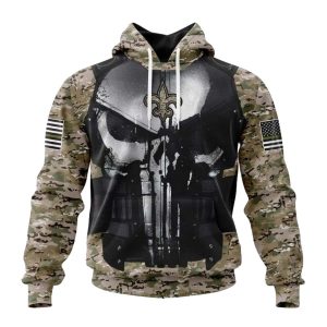 Personalized New Orleans Saints Skull Camo Veteran Kits AOP Hoodie