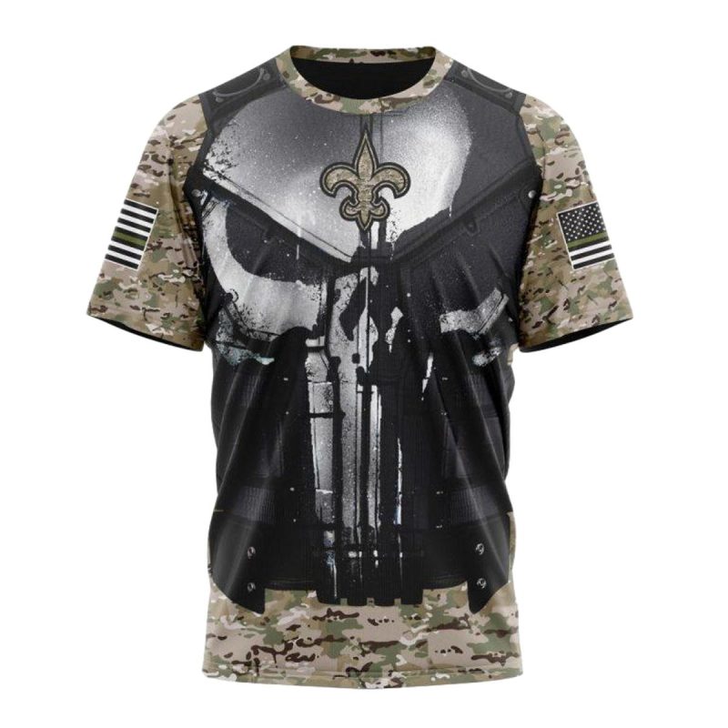 Personalized New Orleans Saints Skull Camo Veteran Kits Aop T Shirt 1