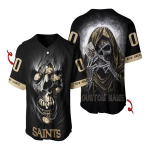 Personalized New Orleans Saints Skull Halloween Baseball Jersey