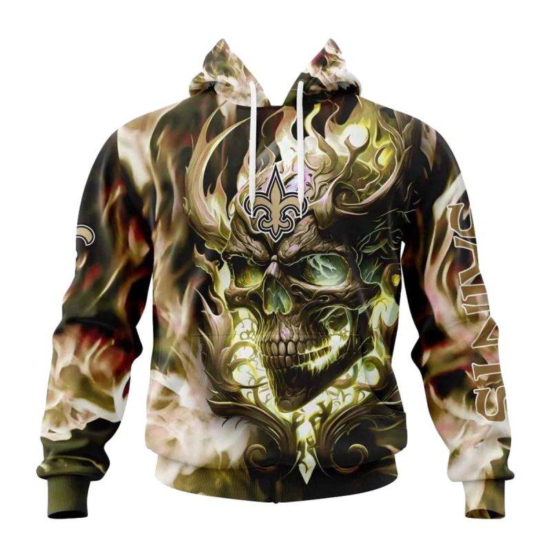 Personalized New Orleans Saints Skull Happy Halloween Aop Hoodie 1