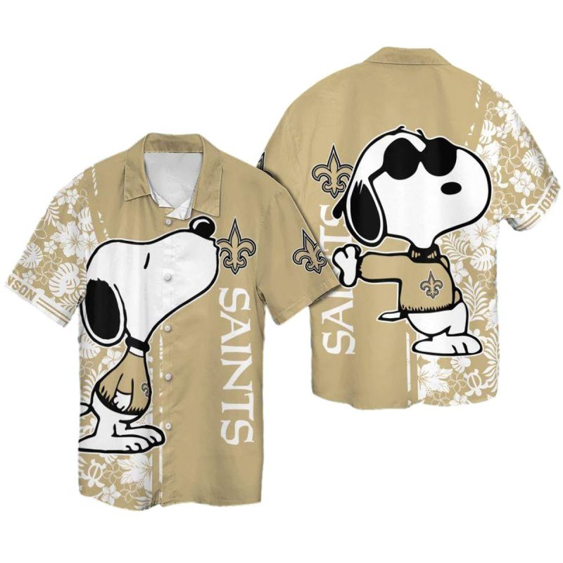 Personalized New Orleans Saints Snoopy Kiss Logo Hawaiian Shirt 1