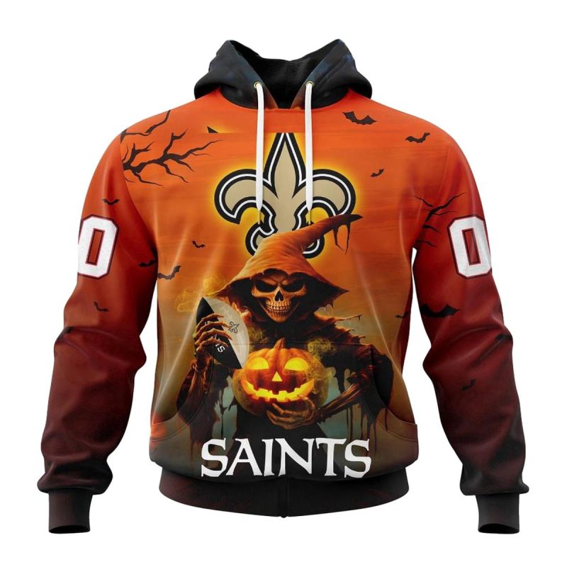 Personalized New Orleans Saints Special Death Pumkin Halloween Aop Hoodie 1