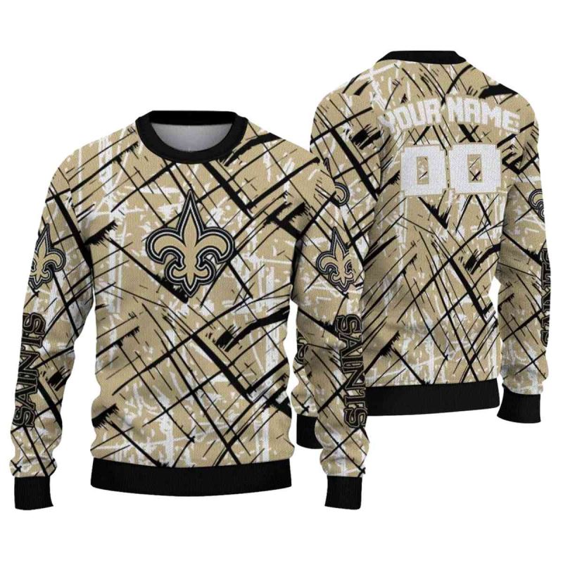 Personalized New Orleans Saints Streak Overlay Gold Aop Sweatshirt 1