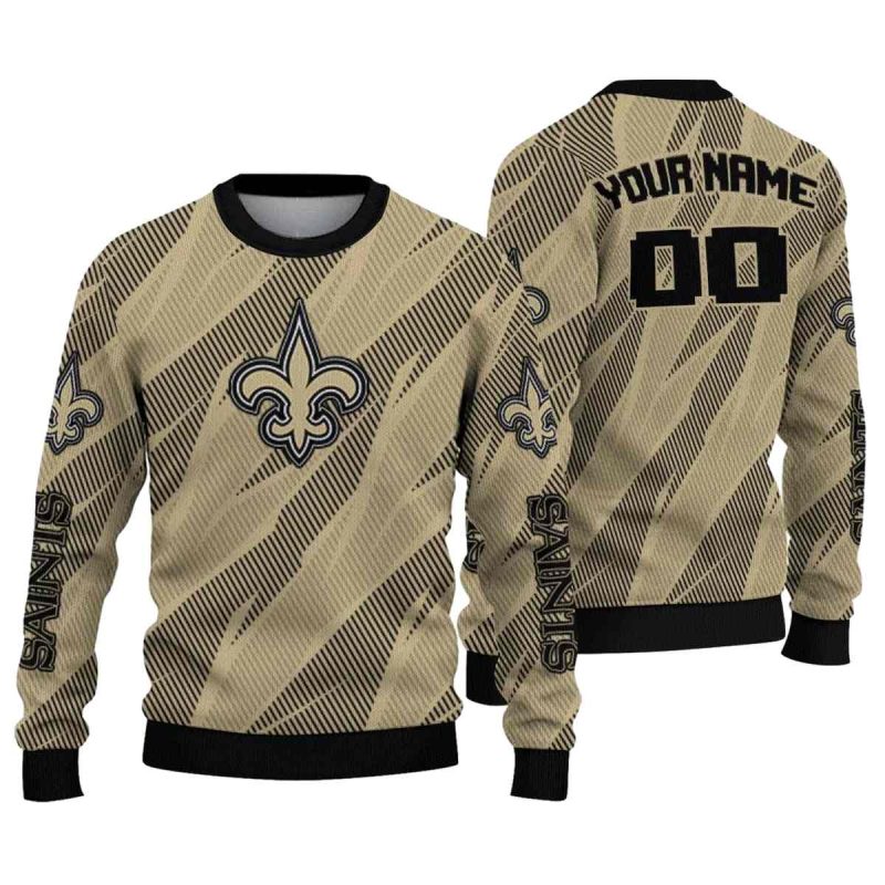 Personalized New Orleans Saints Stripe Motion Gold Aop Sweatshirt 1