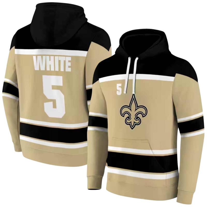 Personalized New Orleans Saints Striped Pattern Gold And Black Aop Hoodie 1