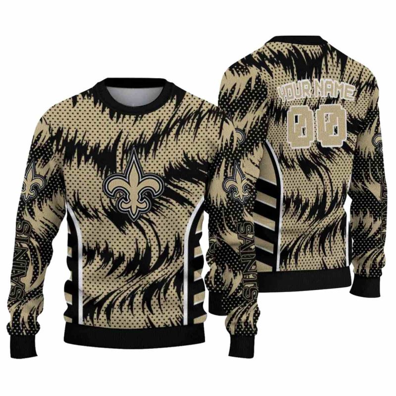 Personalized New Orleans Saints Swirl Flow Gold Aop Sweatshirt 1