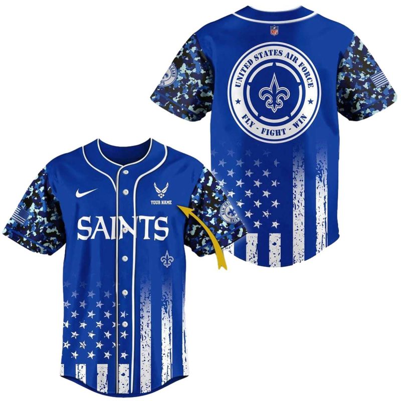 Personalized New Orleans Saints Us Air Force Baseball Jersey 1