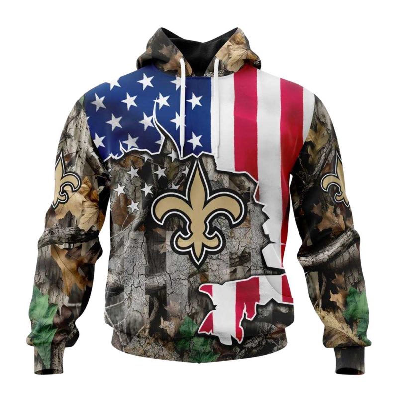 Personalized New Orleans Saints Usa Flag Camo Realtree Hunting Aop Hoodie 1