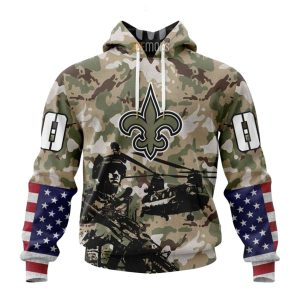 Personalized New Orleans Saints Veteran Salute To Service AOP Hoodie