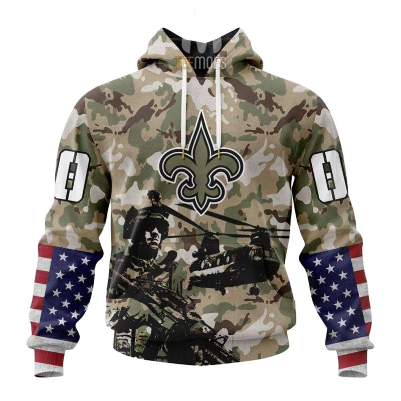 Personalized New Orleans Saints Veteran Salute To Service Aop Hoodie 1