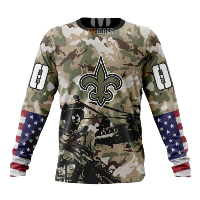 Personalized New Orleans Saints Veteran Salute To Service Aop Sweatshirt 1