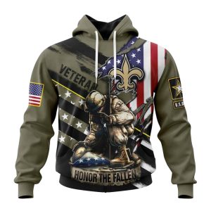 Personalized New Orleans Saints Veterans Kneeling Soldier AOP Hoodie