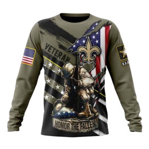 Personalized New Orleans Saints Veterans Kneeling Soldier AOP Sweatshirt