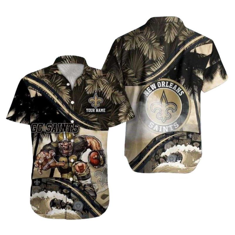 Personalized New Orleans Saints Wave Surfing Saints Player Tropical Hawaiian Shirt 1