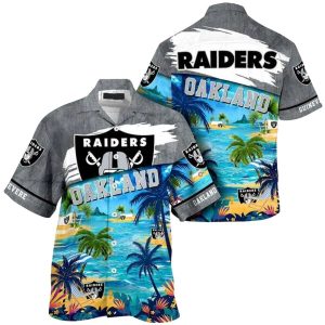Personalized Oakland Raiders Beach Hawaiian Shirt