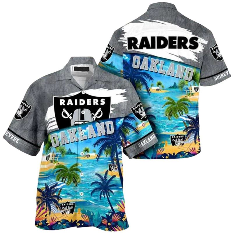 Personalized Oakland Raiders Beach Hawaiian Shirt 1