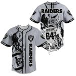 Personalized Oakland Raiders Logo Ball Flame Baseball Jersey