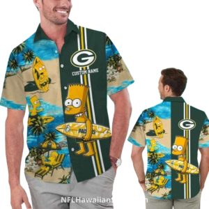 Personalized Packers And Bart Simpson Surfing Hawaiian Shirt