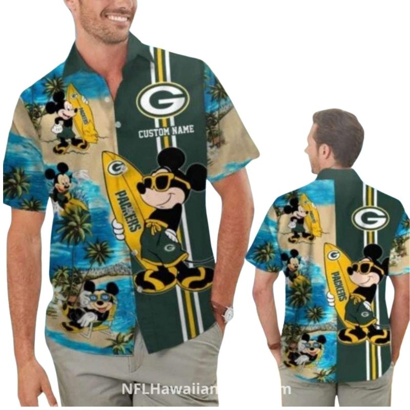 Personalized Packers And Mickey Mouse Surfing Hawaiian Shirt 1