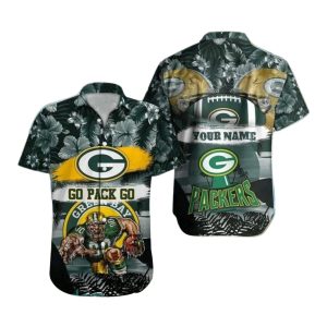 Personalized Packers Mascot And Tropical Background Hawaiian Shirt