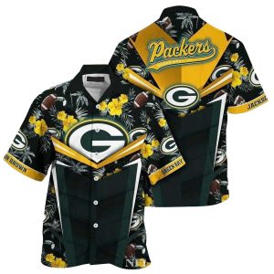 Personalized Packers Sunset Yellow Hibiscus Hawaiian Shirt