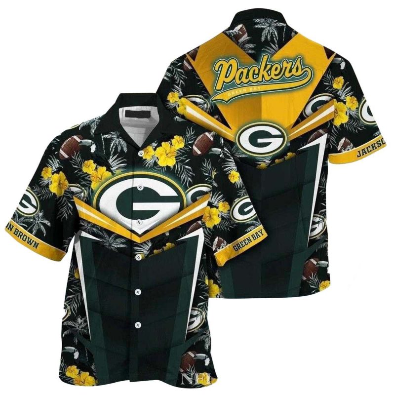 Personalized Packers Sunset Yellow Hibiscus Hawaiian Shirt 1