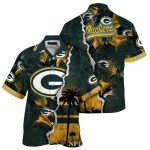 Personalized Palm Frond Fade Green Bay Packers Split Design Hawaiian Shirt