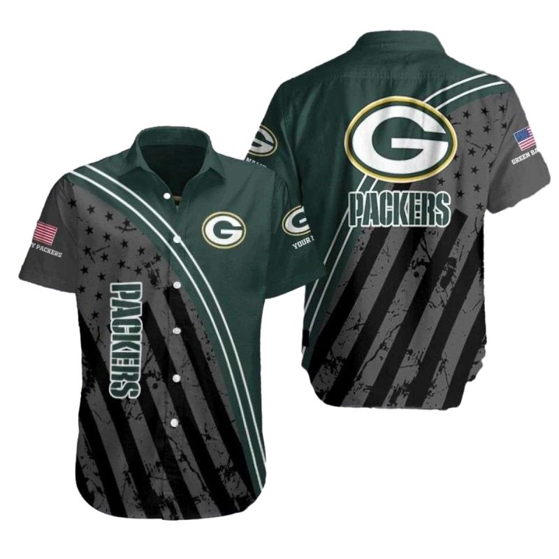 Personalized Patriotic Green Bay Packers Us Flag Hawaiian Shirt 1