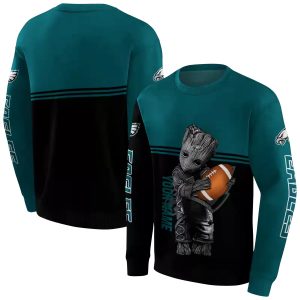 Personalized Philadelphia Eagles Baby Groot Green Black AOP Sweatshirt