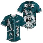 Personalized Philadelphia Eagles Ball Flame Green Baseball Jersey