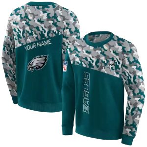 Personalized Philadelphia Eagles Camo Pattern Green AOP Sweatshirt