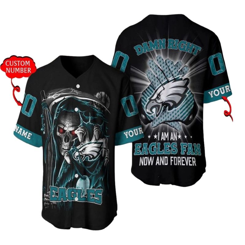 Personalized Philadelphia Eagles Damn Right Baseball Jersey 1